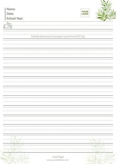 Free Elementary Lined Paper To Print