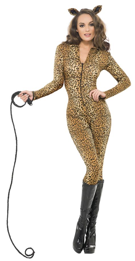 Sexy Leopard Catsuit Ladies Animal Print Fancy Dress Cat Costume Outfit
