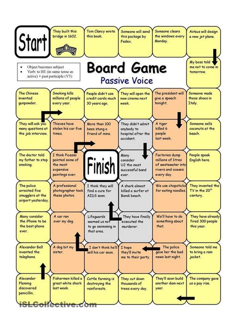 Board Game Passive Voice Speaking Activities Grammar Games Board Games