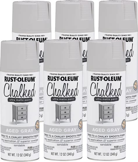 Rust Oleum 302592 6pk Chalked Ultra Matte Spray Paint 12 Ounce Pack