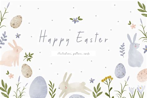 Happy Easter Watercolor Set Creative Market