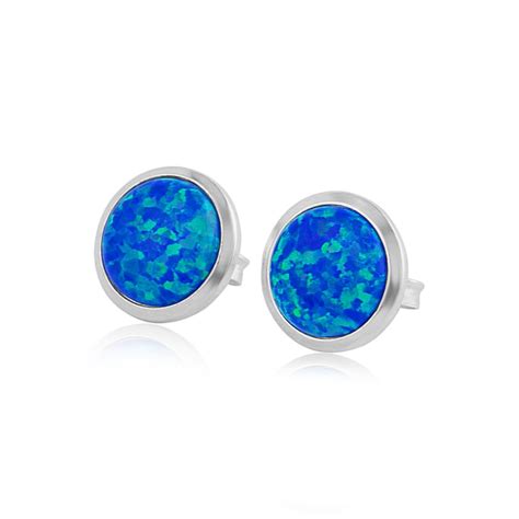 10mm Dark Blue Opal Stud Earrings Etsy Polska