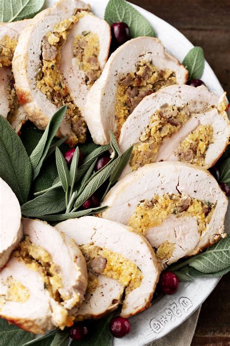 Southern Inspired Turkey Roulades With Sausage Cornbread Honey Glazed Roasted Carrots Turkey