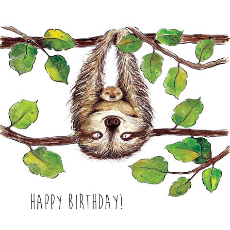 Sloth Birthday Card Blank Card Greeting Card Etsy