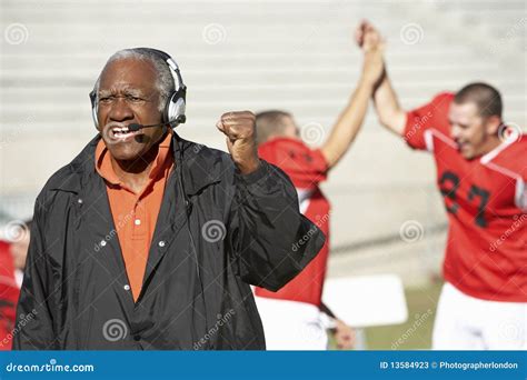Football Coach Shouting And Pumping Fist Stock Image Image Of Sports