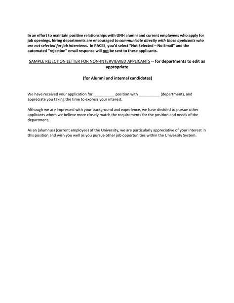 Employment Application Rejection Letter How To Write An Employment