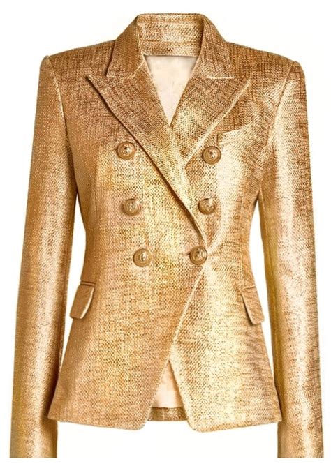 luscious the label gold shimmering double breasted gold button blazer luscious the label