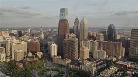 5K stock footage aerial video of Comcast Center, BNY Mellon Center, and Three Logan Square in ...