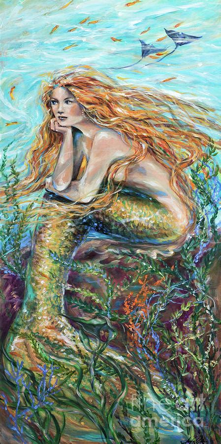 Mermaid Contemplating Painting By Linda Olsen