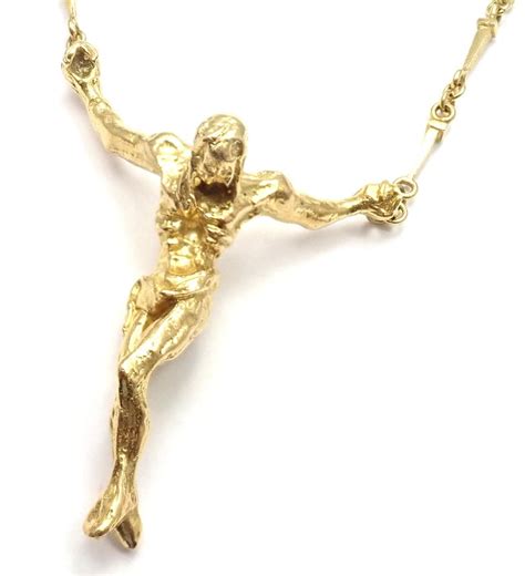Salvador Dali Large Christ Saint John On The Cross Yellow Gold Bracelet
