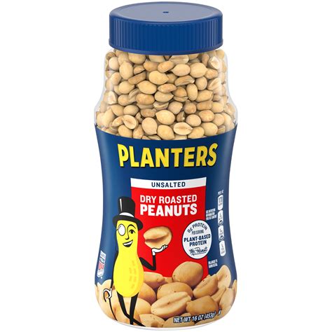 Planters Unsalted Dry Roasted Peanuts 16 Oz Jar