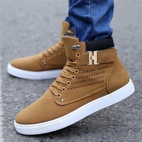 Hot Mens Canvas Lace Up Casual Board Shoes High Top