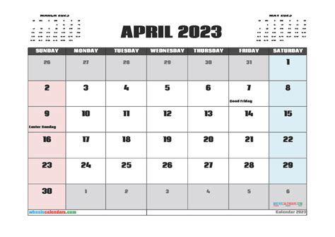 Free Printable Cute April 2023 Calendar Pdf And Image