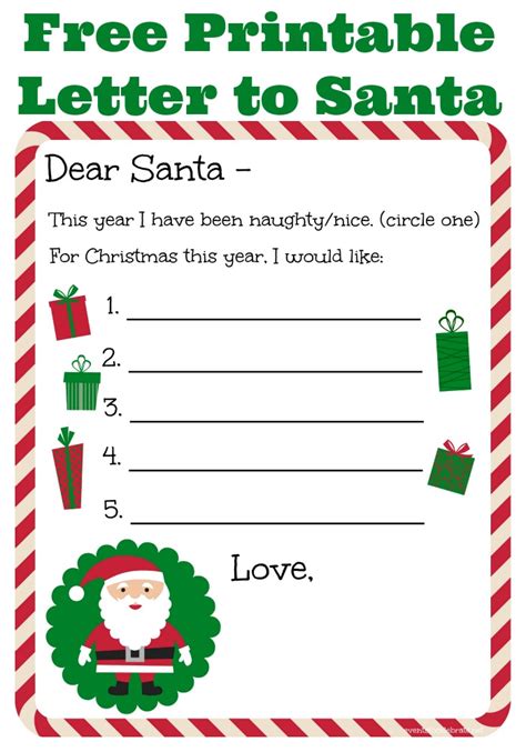 Letter To Santa Free Printable Party Ideas For Real People