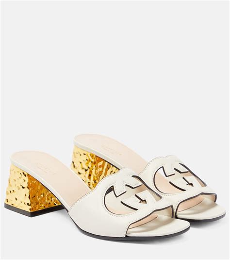 Gucci Interlocking G Cutout Leather Sandals In Natural Lyst