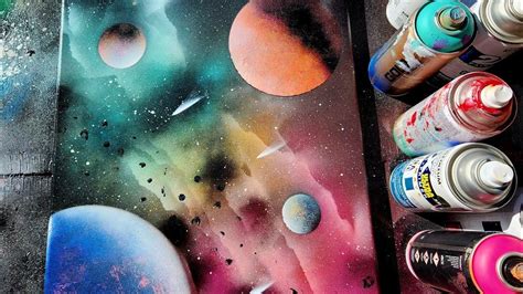 Galaxy Spray Paint Art On Canvas Youtube