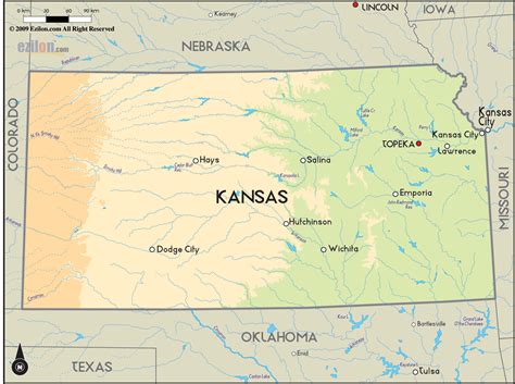 Landkarte Kansas Politische Karte Weltkarte Com Karte