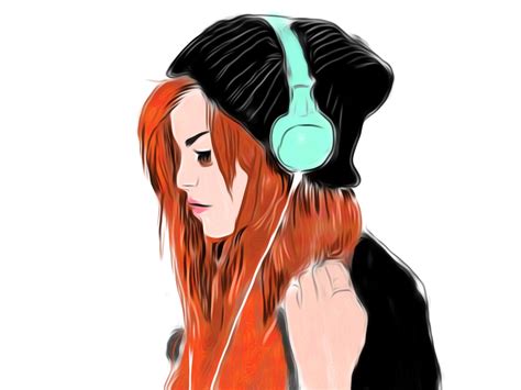 Girl With Headphones Drawing Free Download On Clipartmag