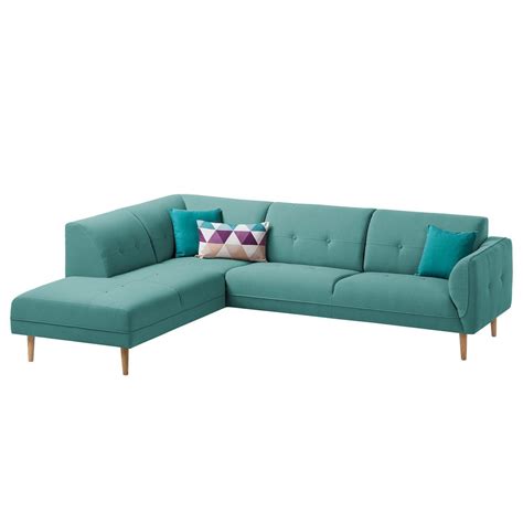 Ecksofas mit schlaffunktion für kleine räume! Ecksofa Cala II Strukturstoff - Ottomane davorstehend ...