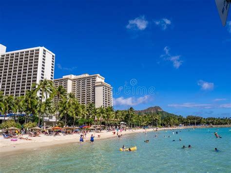 Sun Lovers On Waikiki Beach Editorial Stock Photo Image Of Honolulu