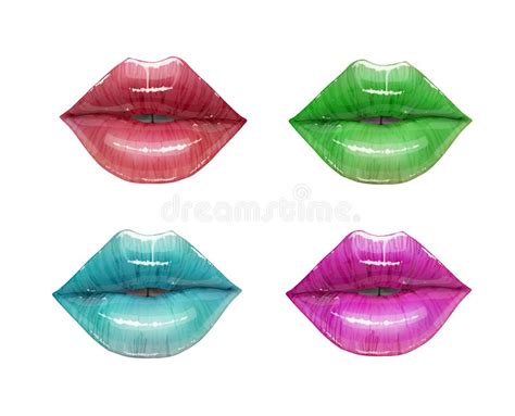 Colorful Lips With Pop Art Style Close Mouth Vector Illustration Stock