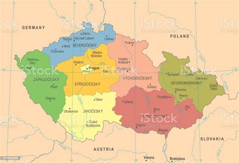 The czech republic is a landlocked country in central europe and a member state of the european union. Czech Republic Map Detailed Vector Illustration Stock ...