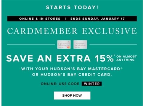 Hbc also has a hudson's bay credit card that's different from the hudson's bay mastercard. Canadian Daily Deals: Hudson's Bay Extra 15% Off Cardmember Exclusive Promo Code