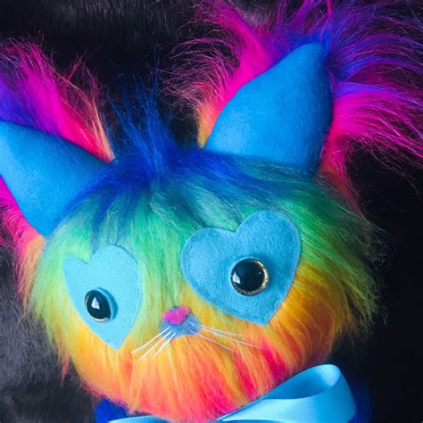 Rainbow Love Kitten Plush Cat Toy Ooak Doll Kawaii Plush Ugly Etsy Uk