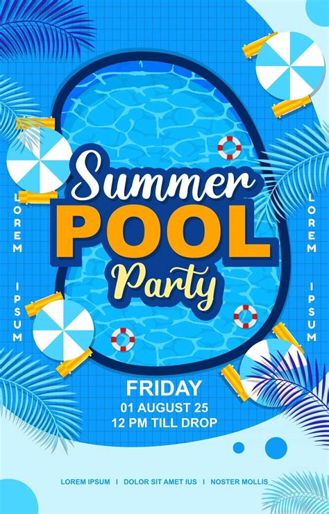 Blue Summer Pool Party Poster Vector Art At Vecteezy