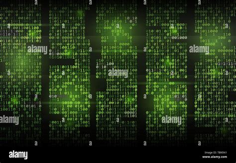 Abstract Binary Background Green Streaming Code Columns With Digits