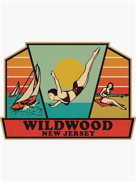 Vintage Wildwood New Jersey Travel Decal Sticker By Anchorandhope