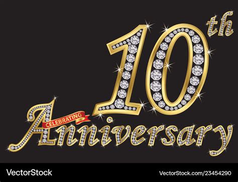 Celebrating 10th Anniversary Golden Sign Vector Image