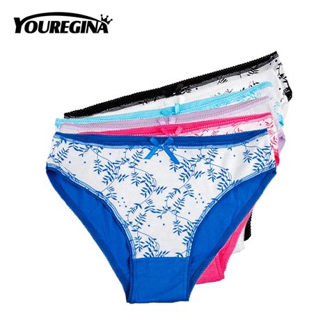 youregina women sexy briefs cotton underwear panties intimates female lingerie underpants print