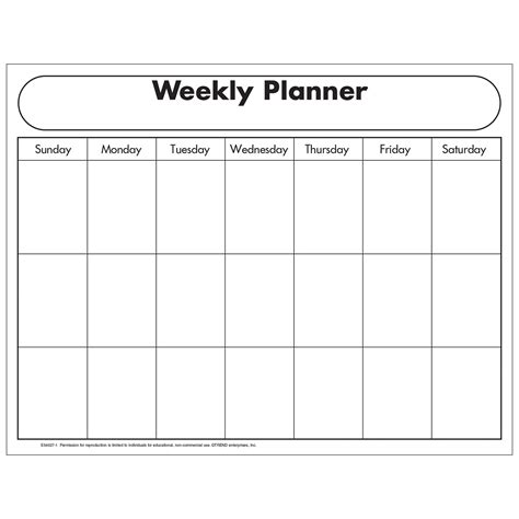 Free Printable Blank Weekly Planner E54033 Trend Enterprises Inc