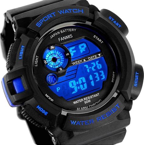 fanmis mens military multifunction digital led watch electronic waterproof alarm quartz sports