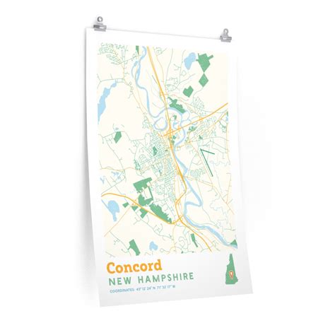 Concord New Hampshire Street Map Poster Poster Art Design