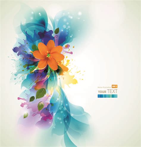 Download Blue style watercolor flowers vector background 01 free download