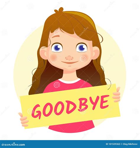 Girl Holding Goodbye Poster Stock Vector Illustration Of Banner