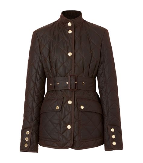 Womens Burberry Brown Waxed Cotton Diamond Quilted Jacket Harrods