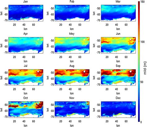 Model Derived Monthly Variability Of Mixed Layer Depth In Meter Of