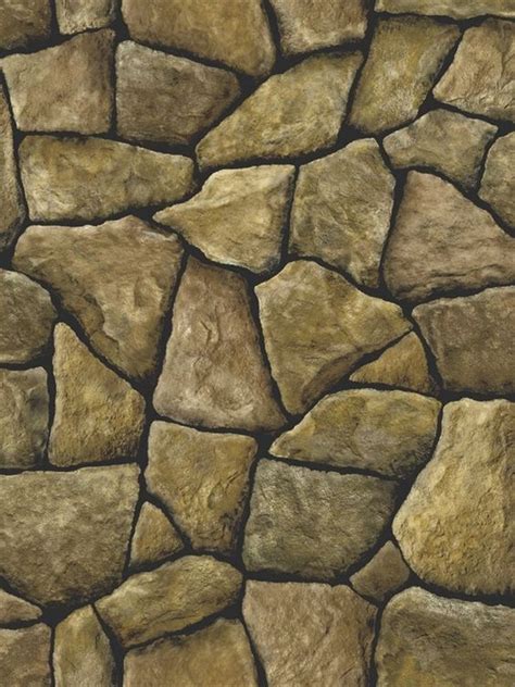 3 D Faux Creek Rock Stone With Black Grout Wallpaper Sr026203