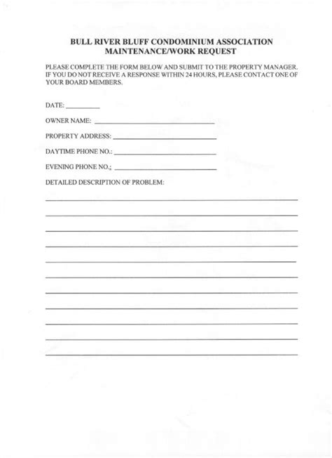 maintenance request form templates formats examples