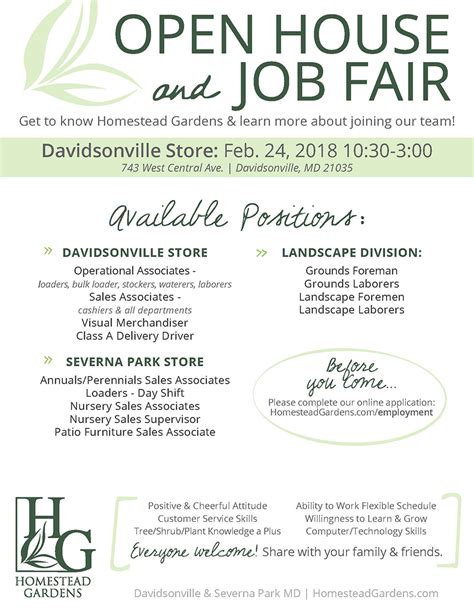 Job Fair 2018 Flyer Formatted V2 Dveventonly Homestead Gardens Inc