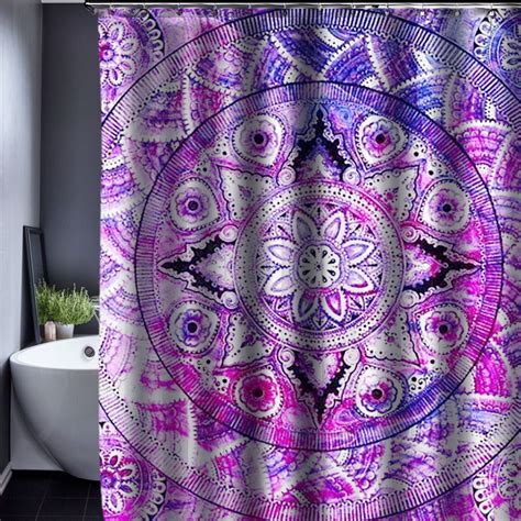 165 X 180cm Decorative Pattern Customized Waterproof Fabric Bathroom Shower Curtain With 12pcs