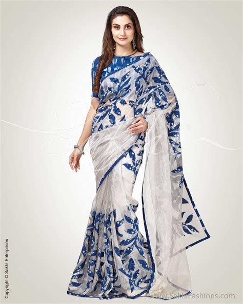 Sr 0840 Silver And Blue Pure Tissue Kota Saree Saree Designs Cutwork
