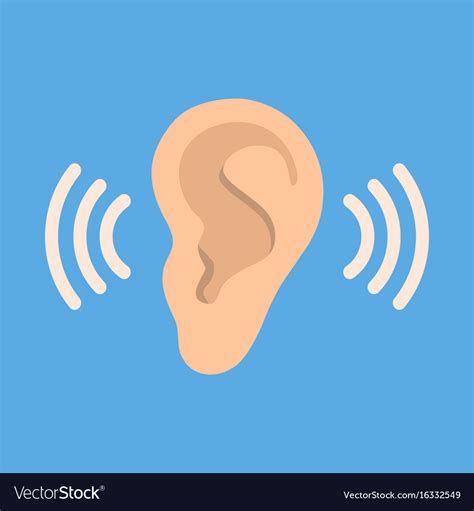 Ear Listen Icon On Blue Background Royalty Free Vector Image