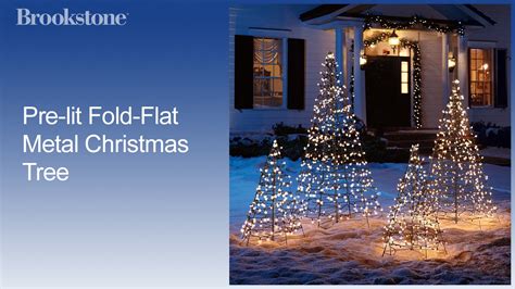 Pre Lit Fold Flat Metal Christmas Tree Youtube