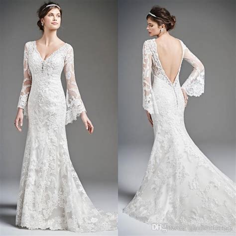 Joyfunear one shoulder split pointelle knit dress. Bell Sleeve Wedding Dress