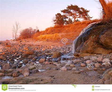 Spring Landscape With Small Waterfall Stock Image Image