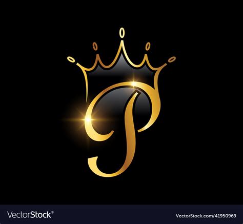 Golden Monogram Crown Initial Letter P Royalty Free Vector